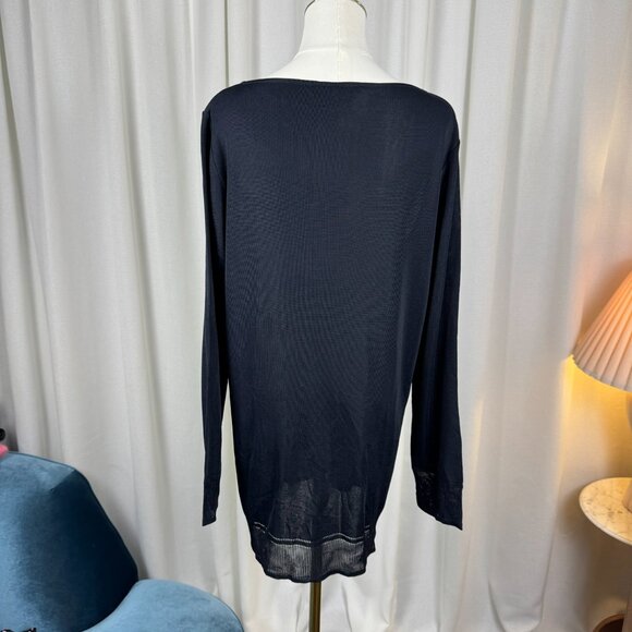 MaxMara Boat Neck Sheer Tunic Knit Top Sweater Made in Italy size Large - Picture 8 of 11
